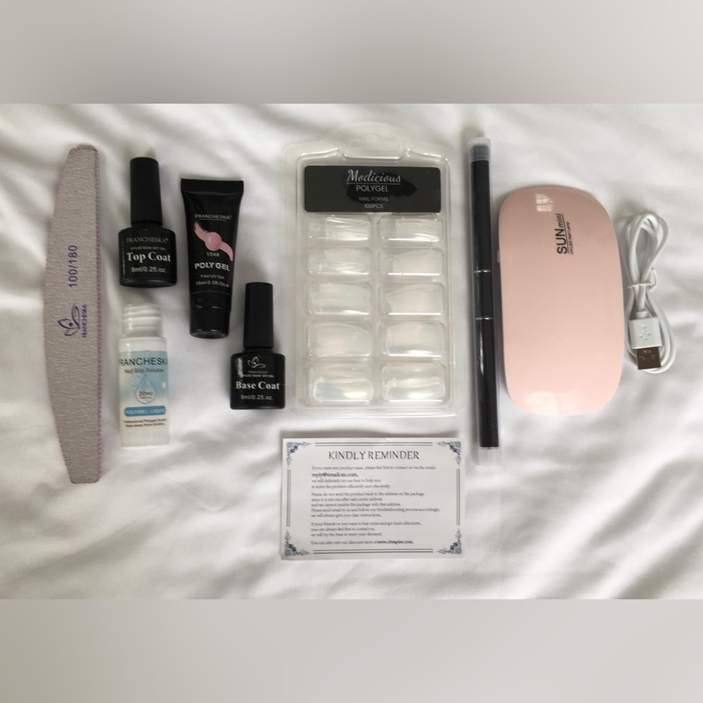 Francheska pink complete gel nail kit with light.